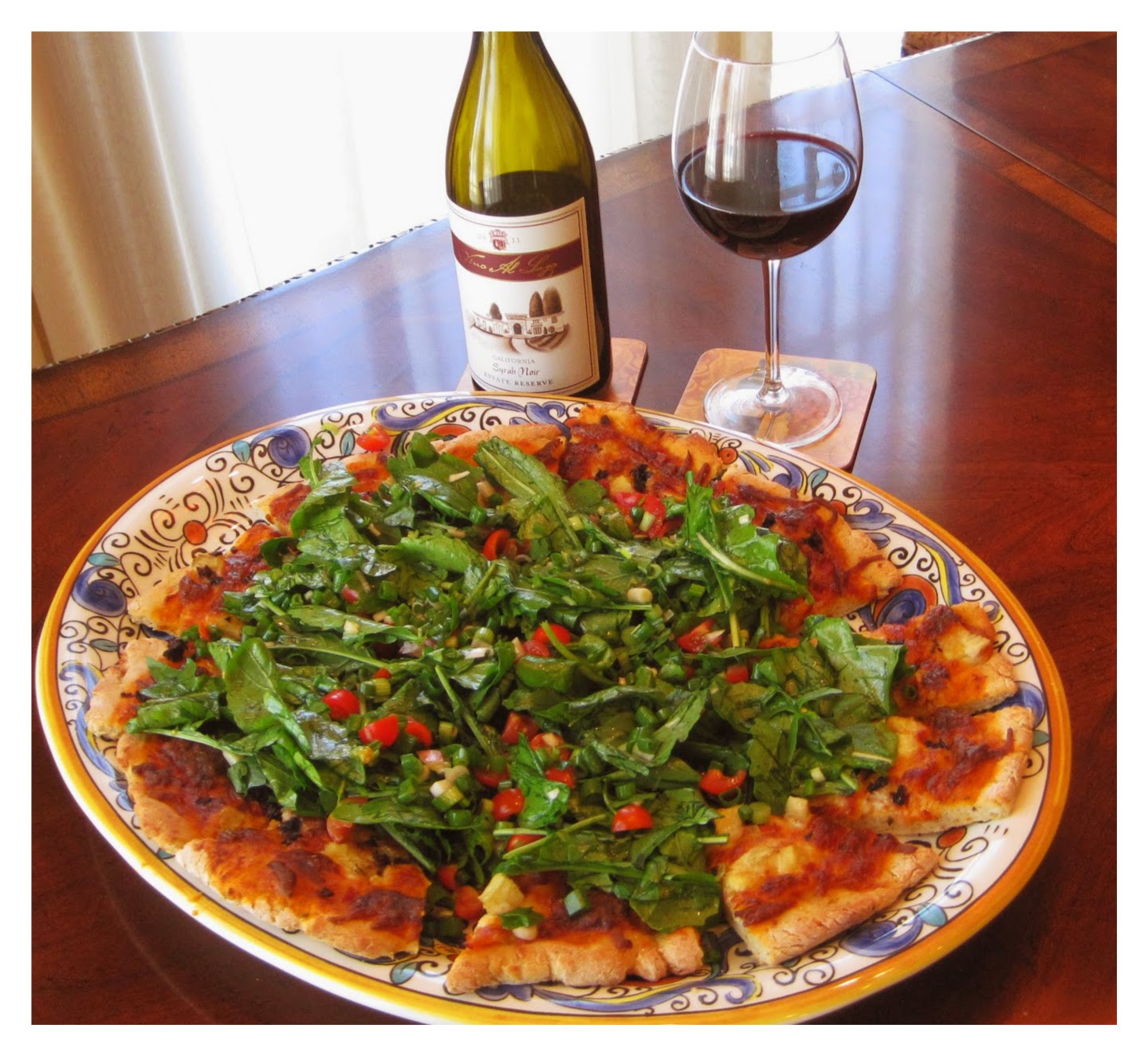 Pizza with Arugula Topping recipe image