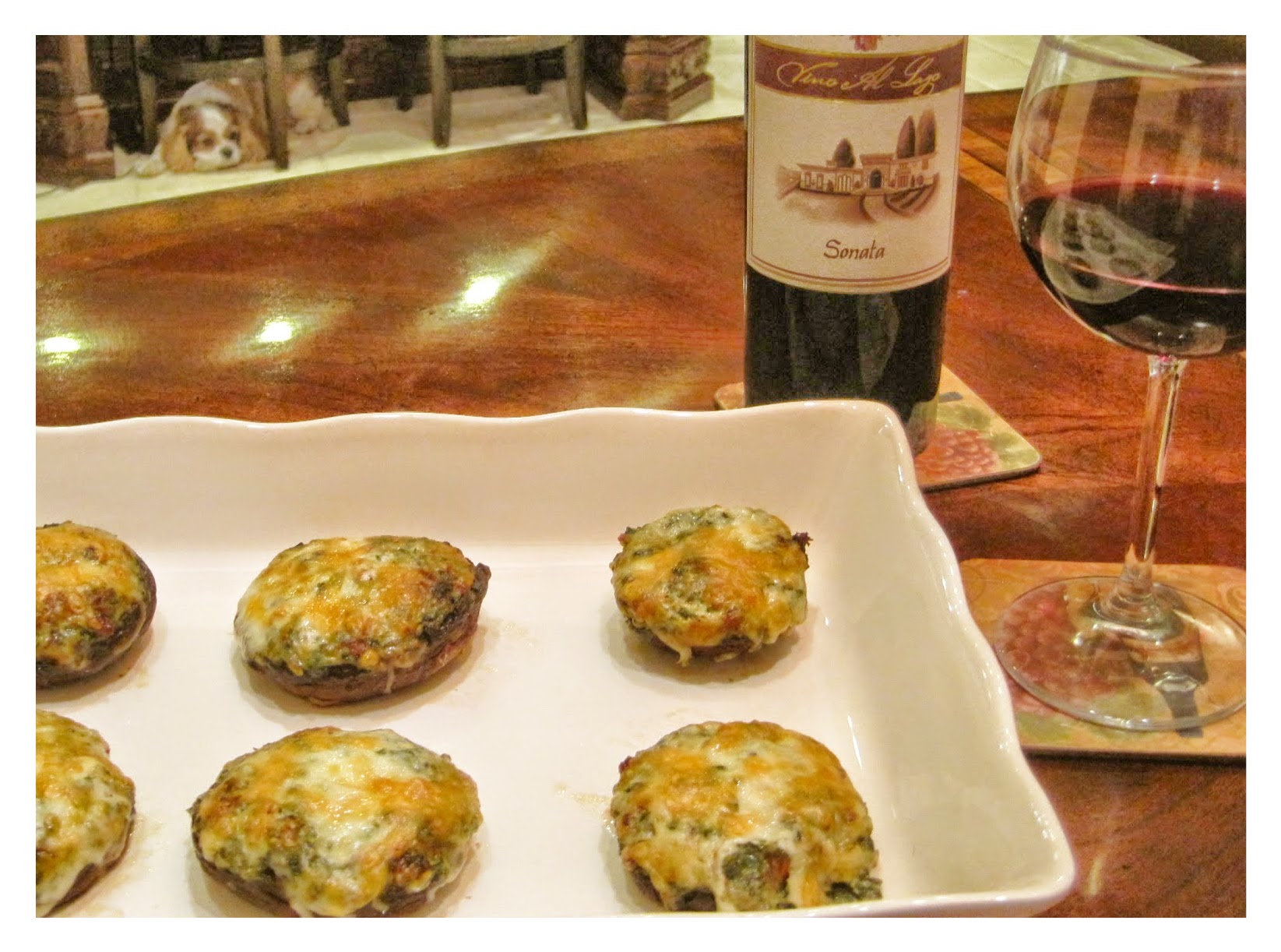 Mushrooms stuffed with Spinach, Kale, and Cheeses recipe image